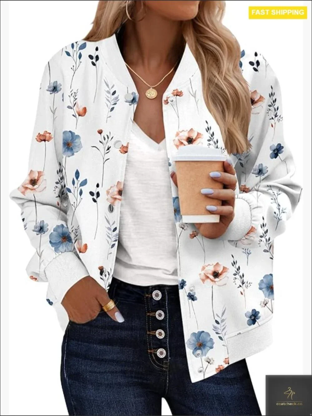 Bomber Jacket Women Varsity Casual Button Down Lightweight Spring Short School